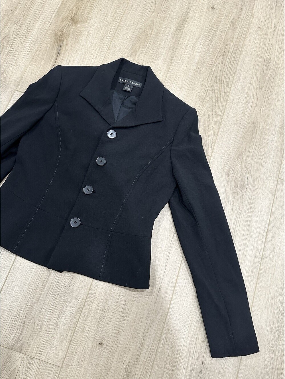 VTG Ralph Lauren Black Label Wool Blend Stretch Blazer Jacket Made In USA Sz 8 - Picture 2 of 15